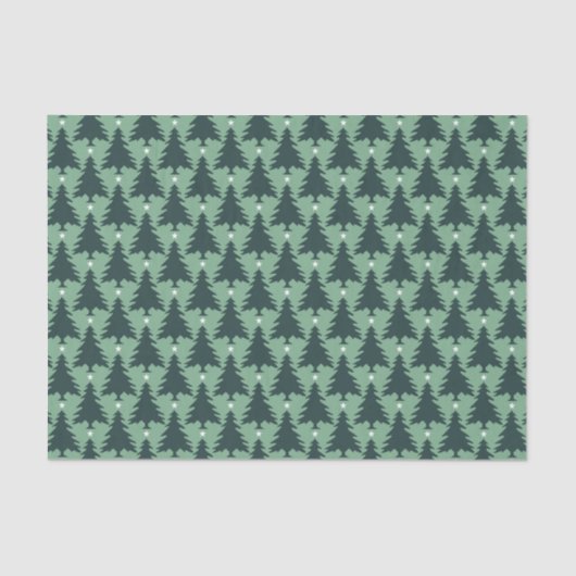 Donkergroene kerstbomen op groen tissuepapier (Voorkant)