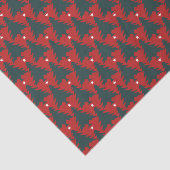 Donkergroene kerstbomen op rood tissuepapier (Detail)