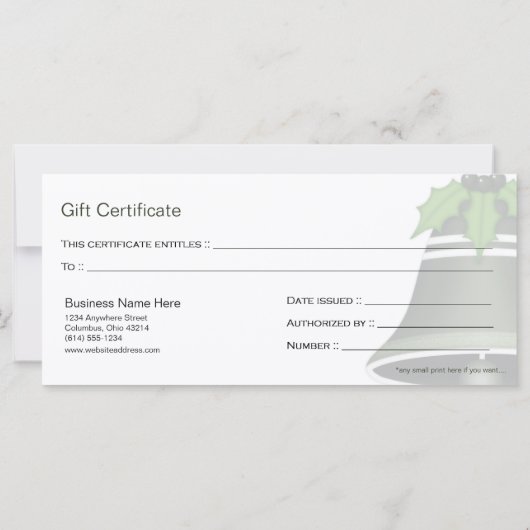 Donkergroene kerstcadeaubon voor feestdag (Achterkant)