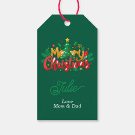 Donkergroene Kerstcadeautags Cadeaulabel