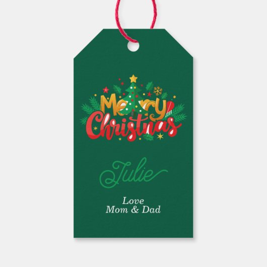 Donkergroene Kerstcadeautags Cadeaulabel (Achterkant)