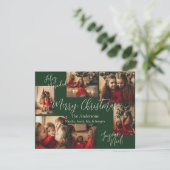 Donkergroene kerstkaart in meerdere talen (Staand voorkant)