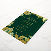 Donkergroene Kerstvakantie Luxe Hulstbes Folie Uitnodiging (Gedraaid)