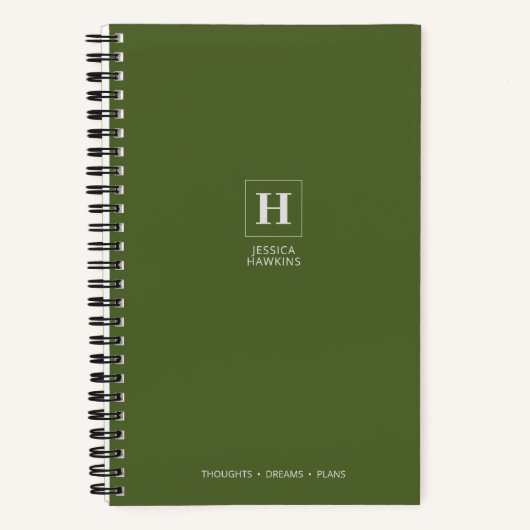 Donkergroene Klassieke Monogram Notitieboek (Voorkant)