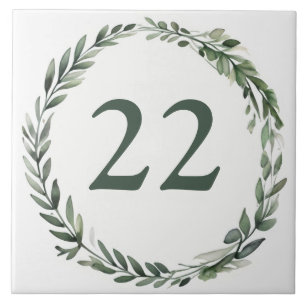 Donkergroene krans Custom House Number Bord Sign Tegeltje
