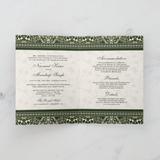 Donkergroene kruissteek Alles in een sikh bruiloft (Binnen)