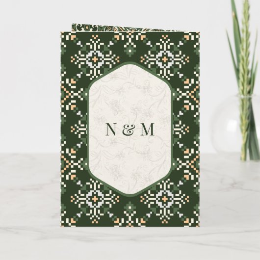 Donkergroene kruissteek Alles in een sikh bruiloft (Achterkant)