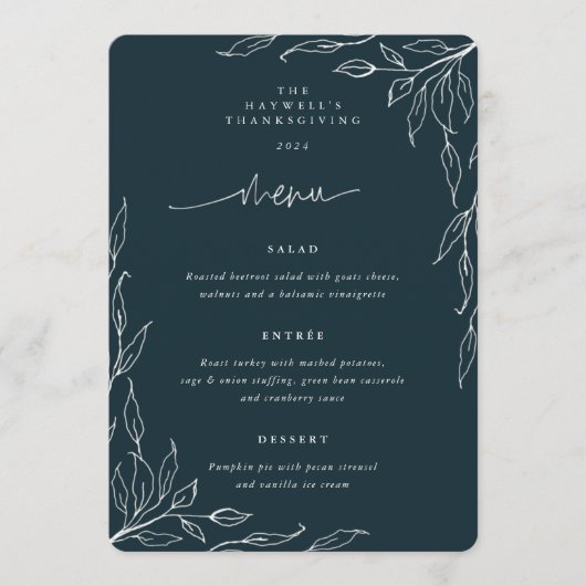 Donkergroene lef Thanksgiving Menu (Voorkant)