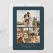 Donkergroene legant minimum 4 foto-weduwnaar bedankkaart (Voorkant)