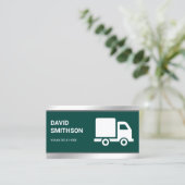 Donkergroene logistieke transportvrachtauto visitekaartje (Staand voorkant)