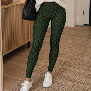 Donkergroene luipaardprint leggings