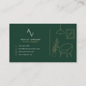 Donkergroene luxe interieurontwerper visitekaartje (Achterkant)