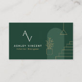 Donkergroene luxe interieurontwerper visitekaartje (Voorkant)