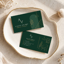 Donkergroene luxe interieurontwerper visitekaartje
