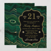 Donkergroene malachite en goudflaag-strata-dag kaart (Voorkant / Achterkant)