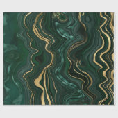 Donkergroene malachite en goudflaag-vining cadeaupapier (Vlak)