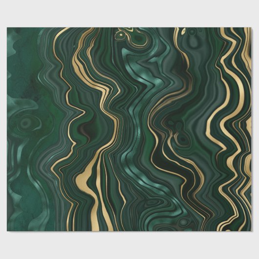 Donkergroene malachite en goudflaag-vining cadeaupapier (Vlak)