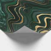 Donkergroene malachite en goudflaag-vining cadeaupapier (Hoek)