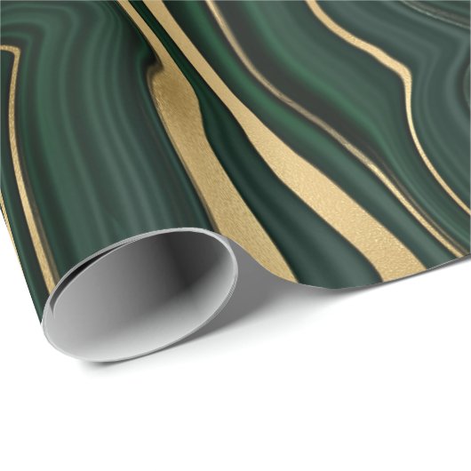 Donkergroene malachite en goudflaag-vining cadeaupapier (Rol Hoek)