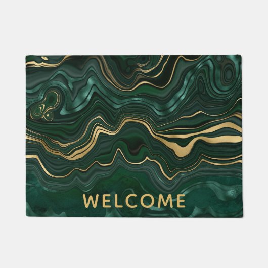 Donkergroene malachite en goudflaag-vining deurmat (Voorkant)