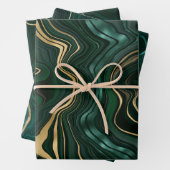 Donkergroene malachite en goudflaag-vining inpakpapier vel (In situ)