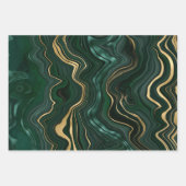 Donkergroene malachite en goudflaag-vining inpakpapier vel (Voorkant)