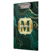 Donkergroene malachite en goudflaag-vining klembord (Links)