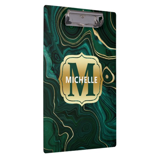 Donkergroene malachite en goudflaag-vining klembord (Rechts)