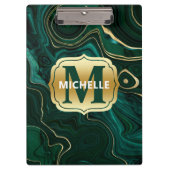 Donkergroene malachite en goudflaag-vining klembord (Voorkant)