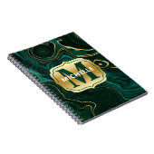 Donkergroene malachite en goudflaag-vining notitieboek (Rechterzijde)