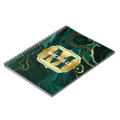 Donkergroene malachite en goudflaag-vining notitieboek (Linkerzijde)