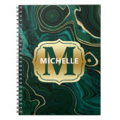 Donkergroene malachite en goudflaag-vining notitieboek (Voorkant)