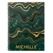Donkergroene malachite en goudflaag-vining notitieboek (Voorkant)