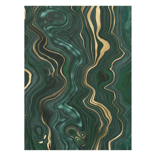Donkergroene malachite en goudflaag-vining tafelkleed (Voorkant)