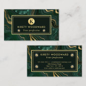 Donkergroene malachite en goudflaag-vining visitekaartje (Voorkant / Achterkant)