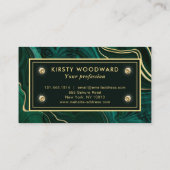 Donkergroene malachite en goudflaag-vining visitekaartje (Achterkant)