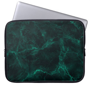 Donkergroene marmer laptop sleeve