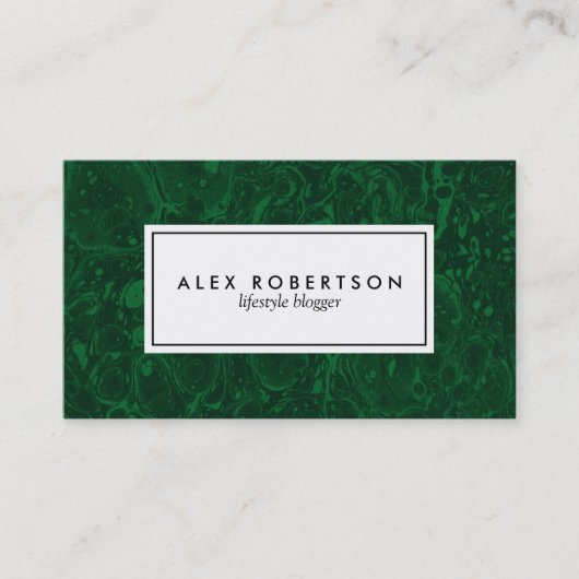 Donkergroene marmer malachite visitekaartje (Voorkant)