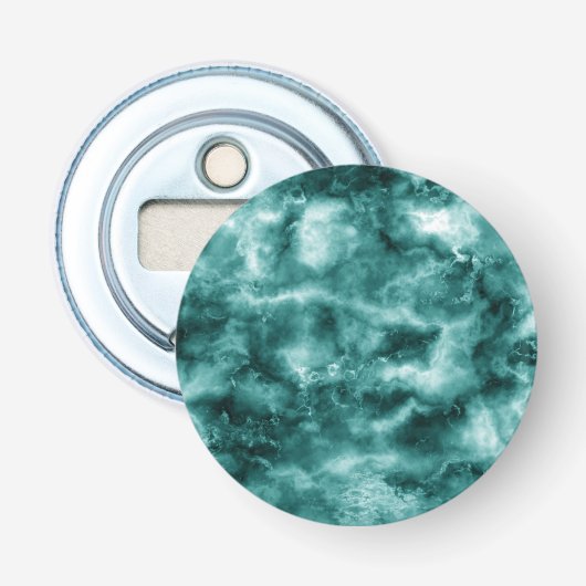 Donkergroene marmertextuur button flesopener (Voorkant)