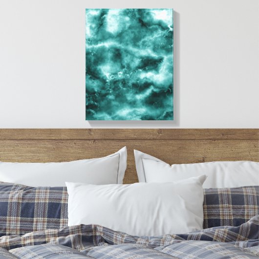 Donkergroene marmertextuur canvas afdruk (Insitu (Slaapkamer))