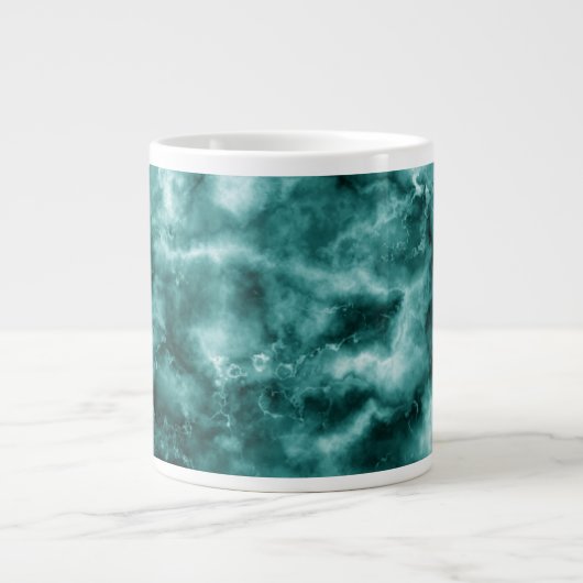 Donkergroene marmertextuur grote koffiekop (Voorkant)