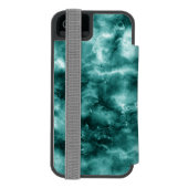 Donkergroene marmertextuur incipio iPhone portemonnee hoesje (Agenda Achterkant)