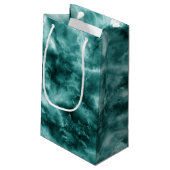 Donkergroene marmertextuur klein cadeauzakje (Achterkant Gekanteld)