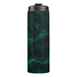 Donkergroene marmertextuur thermosbeker