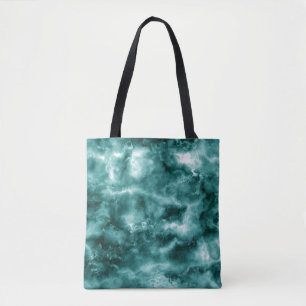 Donkergroene marmertextuur tote bag