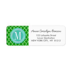 Donkergroene Marokkaanse Tegels Lattice Gepersonal Etiket