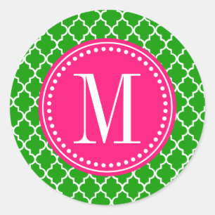 Donkergroene Marokkaanse Tegels Lattice Gepersonal Ronde Sticker