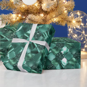 Donkergroene Marokkaanse Vierbladpatroon Cadeaupapier