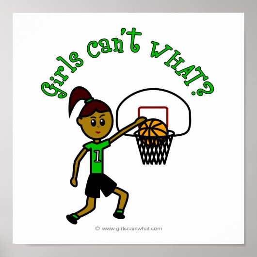 Donkergroene meisjes Basketball Poster (Voorkant)