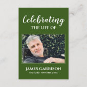 Donkergroene Memorial Funeral Prayer Kaart met fot (Voorkant)
